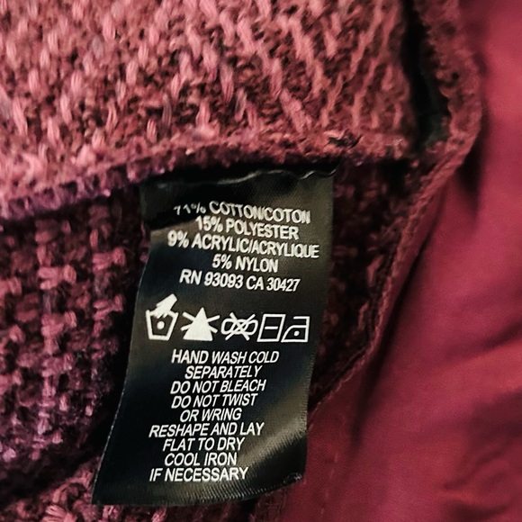 NWT NIC+ZOE Burgundy Frayed-Trim Tweed and Knit Mixed Blazer, Size Large - Picture 11 of 16